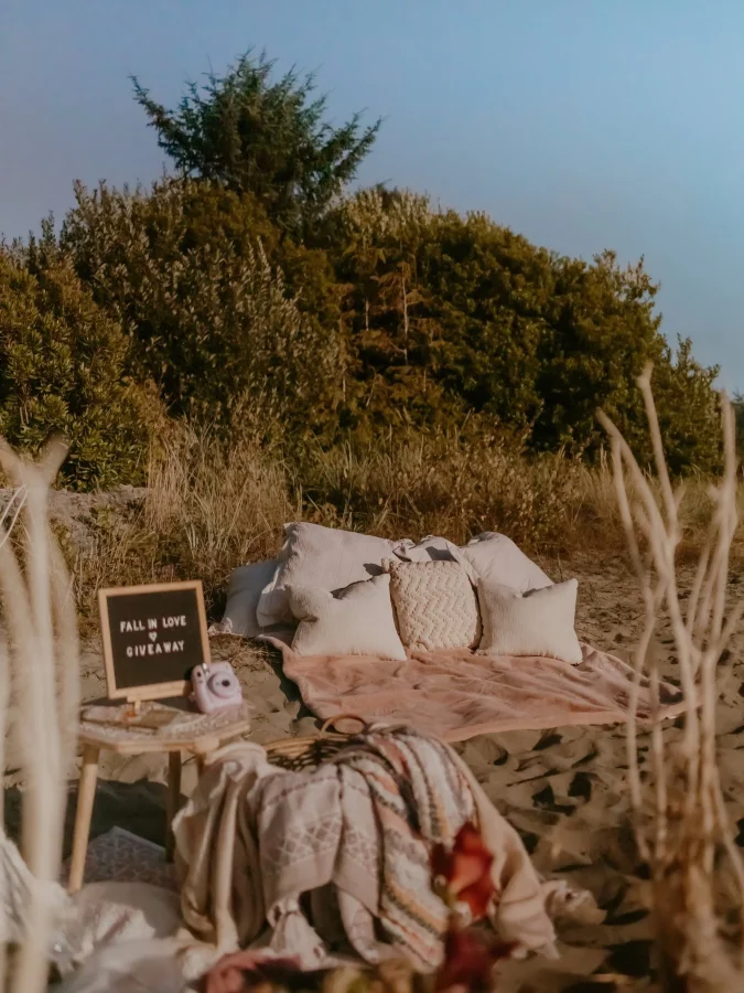 Cozy cuddle puddle picnic setup